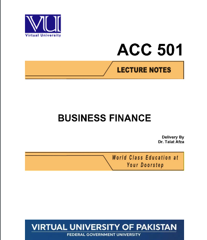 ACC 501 BUSINESS FINANCE